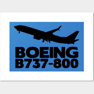 Boeing B737-800 Silhouette Print (Black) Posters and Art